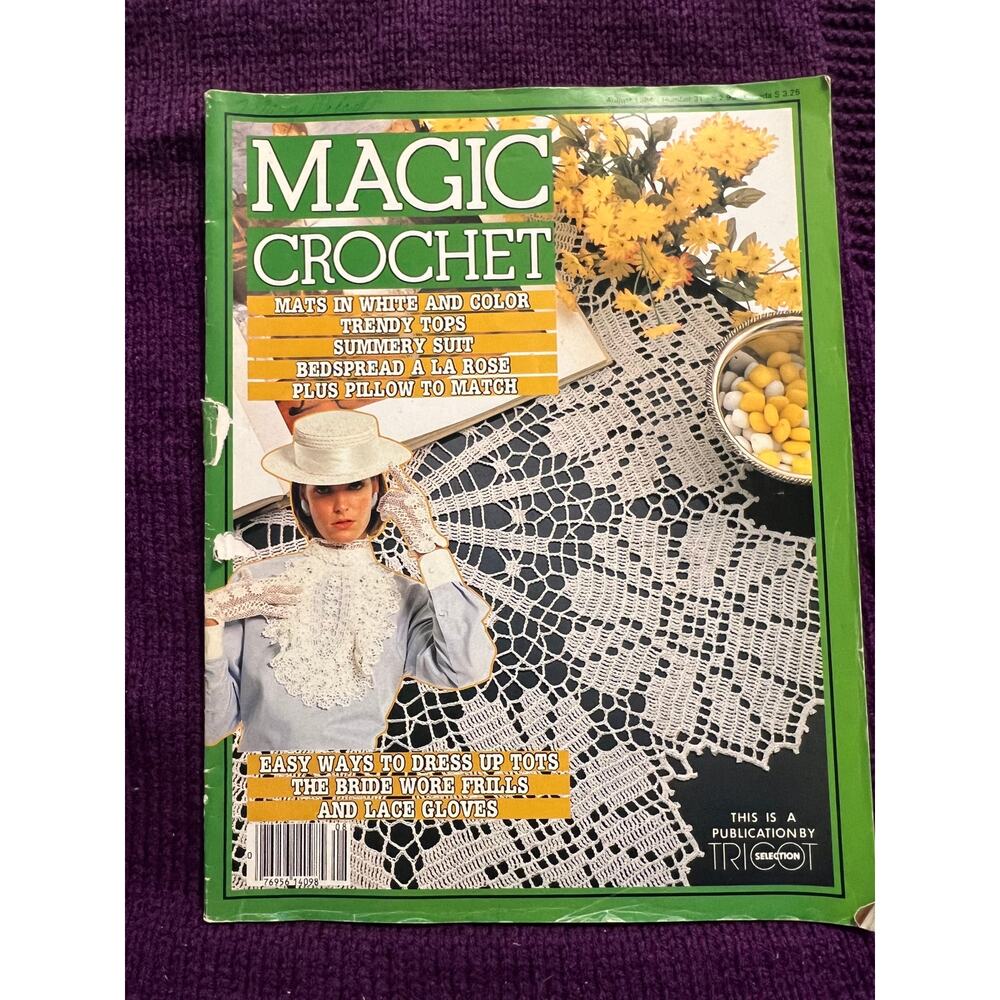 magic Crocheted pattern book 1984 sweater doily skirt butterfly